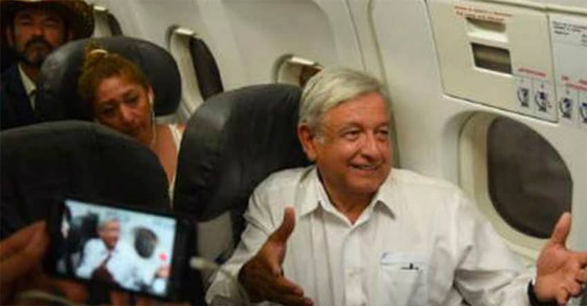 Austerity: AMLO flies commercial.