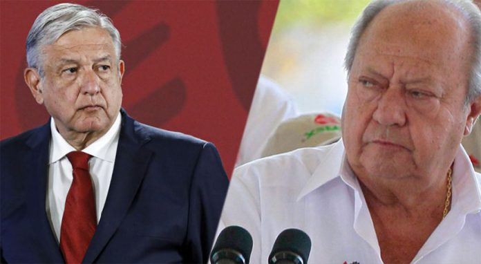 López Obrador, left and union boss Romero.