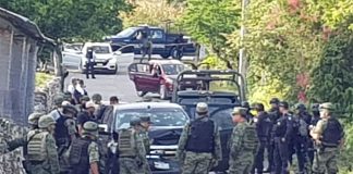 Soldiers at the scene of Tuesday's attack in Guerrero.