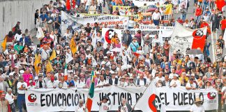 The mostly peaceful march on Wednesday in Mexico City.