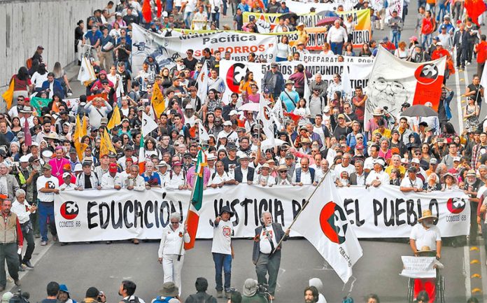 The mostly peaceful march on Wednesday in Mexico City.