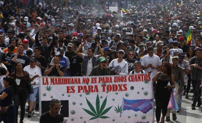 A pro-marijuana march in Mexico City.