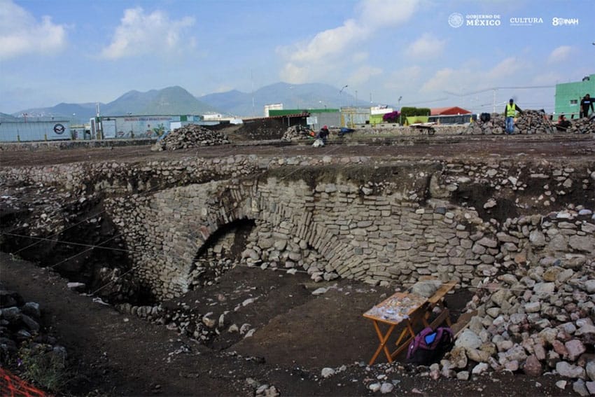 The tunnel site were archaeologists have been working