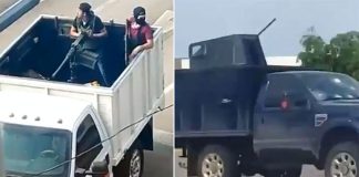 Sinaloa Cartel's armored vehicles in the streets of Culiacán.
