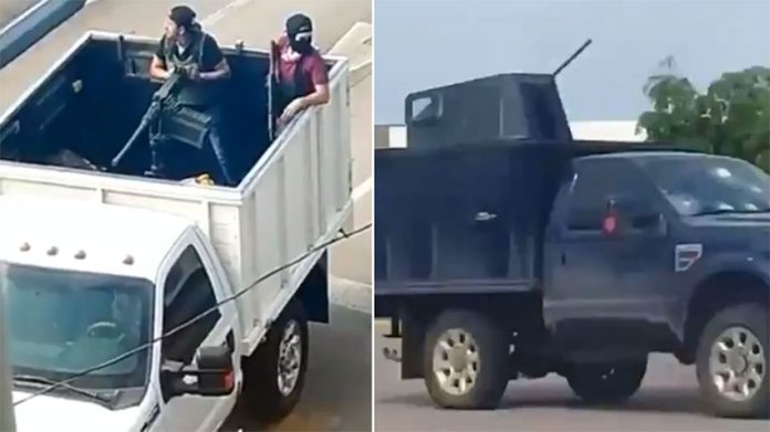 Sinaloa Cartel's armored vehicles in the streets of Culiacán.
