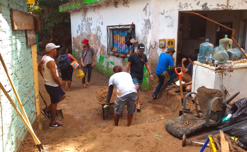 Cleaning up in Yelapa after Tropical Storm Narda.