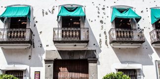 Serdán’s home, still pocked with holes from artillery shells, is now a museum
