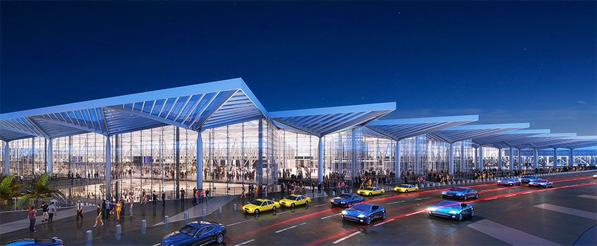 Terminal building will feature lots of glass.
