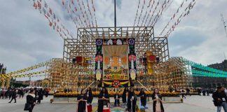The 12-meter-tall mega-altar in Mexico City.