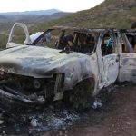 One of the three vehicles caught in the ambush.