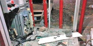 Thieves used explosives to grab the cash from this Banorte ATM.