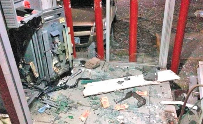 Thieves used explosives to grab the cash from this Banorte ATM.