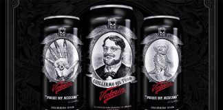 The Victoria beer cans featuring the fimmaker and two monster creations.