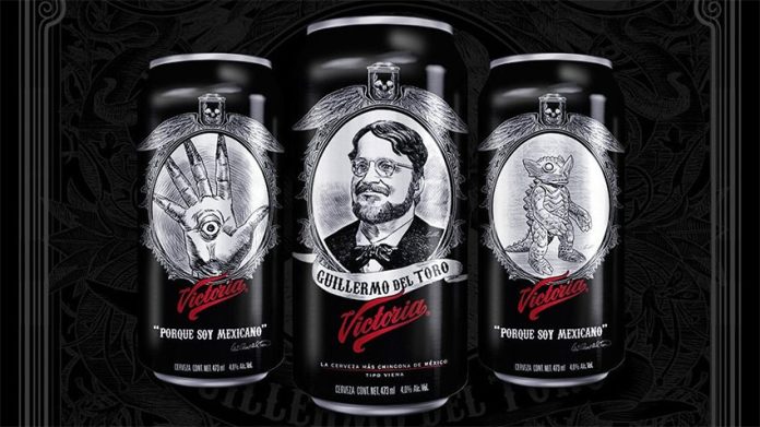 The Victoria beer cans featuring the fimmaker and two monster creations.