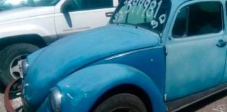 The rusty old narco-Beetle went for 20,000 pesos.