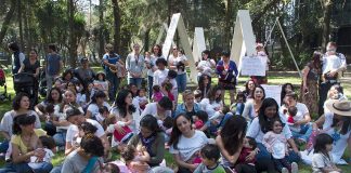 Breastfeeding mothers at the museum on Sunday.