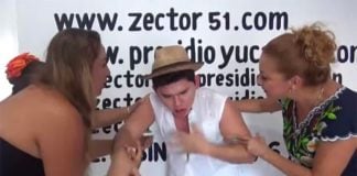 YouTuber Lara chokes on habanero chiles.