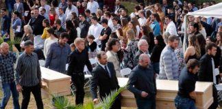 One of the funerals held for the nine people murdered in Chihuahua November 4.