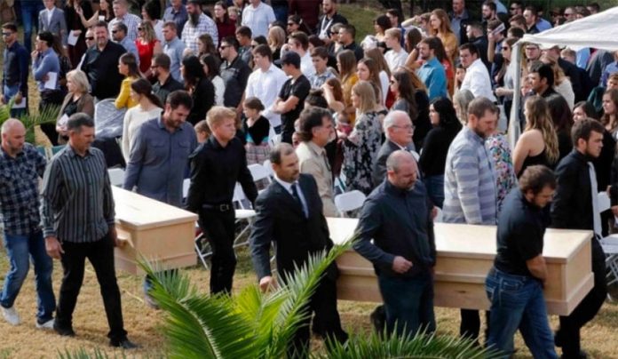One of the funerals held for the nine people murdered in Chihuahua November 4.