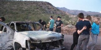 One of the three vehicles in which family members were traveling.