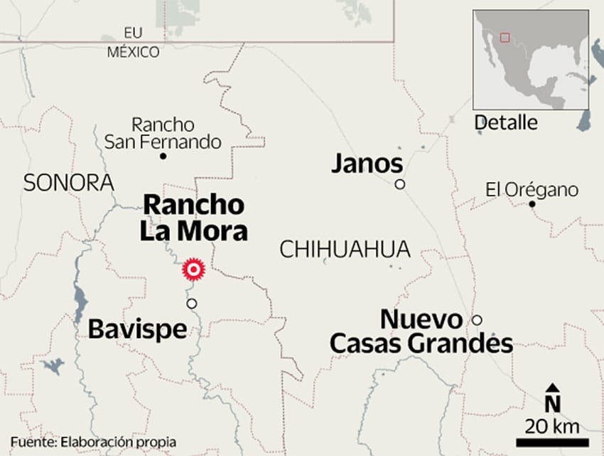 The shooting took place near Rancho la Mora in Bavispe.
