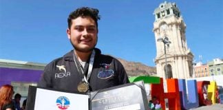 Legoretta with his NASA certificate.
