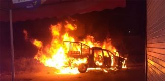 police vehicle burns