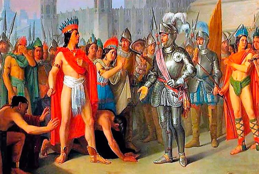 Moctezuma and Cortés in 1519.