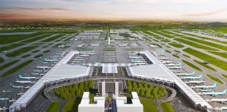 Architect's rendering of the Santa Lucía airport.