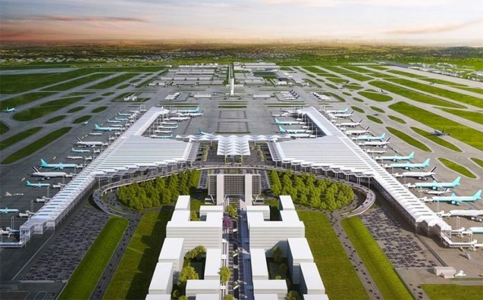 Architect's rendering of the Santa Lucía airport.