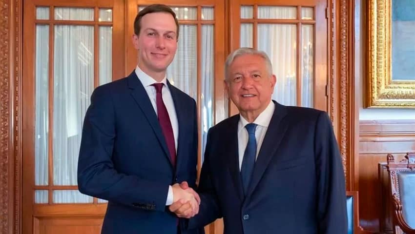 López Obrador and Trump advisor Jared Kushner after Tuesday's signing.