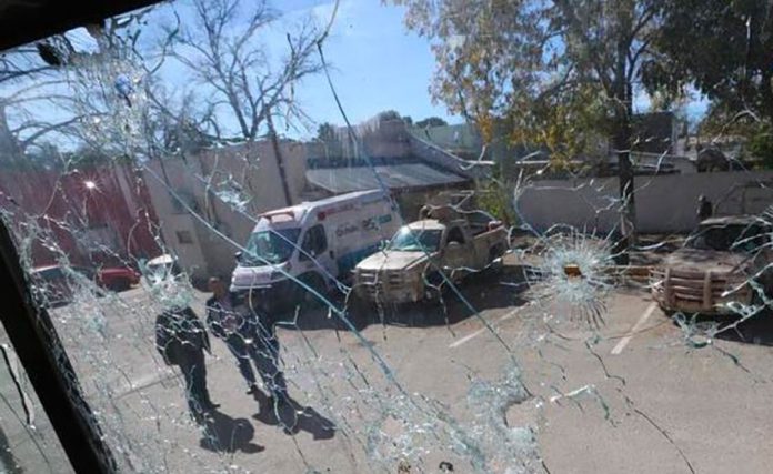 No hugs, just bullets: damage in Villa Unión after Saturday's attack.