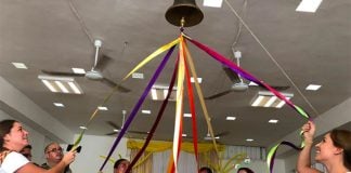 Ringing the cancer-free bell in Chetumal.