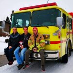 Poon, Volovich and Hardeman with Puerto Morelos' new fire truck.