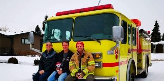 Poon, Volovich and Hardeman with Puerto Morelos' new fire truck.