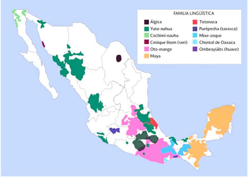 Indigenous language families and where they are spoken.