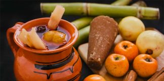 Fruit, piloncillo and cinnamon are among the ingredients in this mug of ponche.