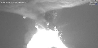 An eruption at El Popo in 2016.