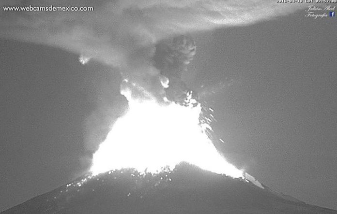 An eruption at El Popo in 2016.