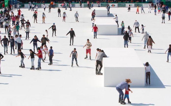 Skaters on the new 'ice' in Mexico City.
