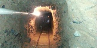 A drug tunnel under the Mexico-US border.