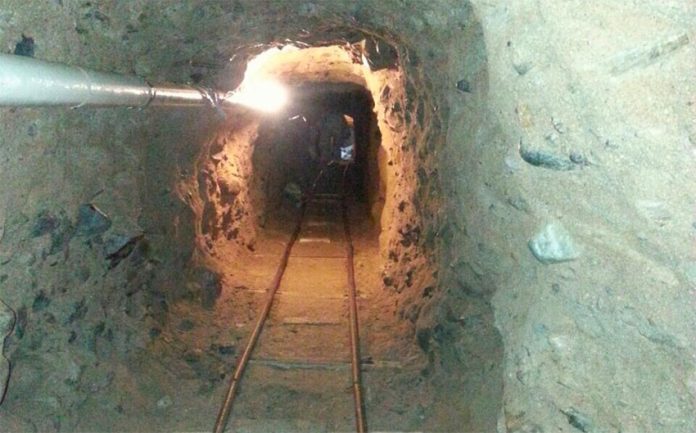 A drug tunnel under the Mexico-US border.