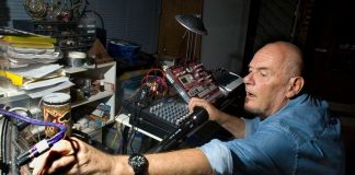 The artist at work in his studio-in-the-woods