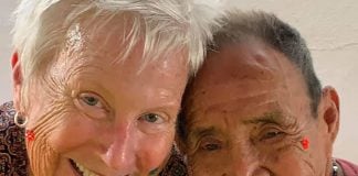 Deb Kraemer with a resident of the new seniors' home.