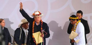 AMLO meets with an indigenous community in Puebla on Saturday.
