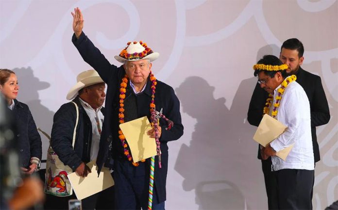 AMLO meets with an indigenous community in Puebla on Saturday.