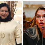 Former ambassador Mercado, left, and Bolivia's interim president Áñez.