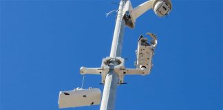 Damaged surveillance cameras in Sinaloa.