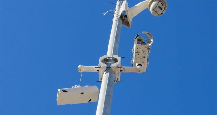 Damaged surveillance cameras in Sinaloa.
