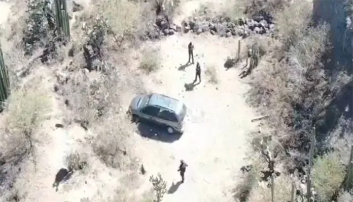 A drone captured this image of kidnappers' getaway vehicle.